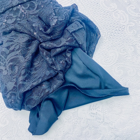 Stunning Women's Bodycon Lace Black Dress Sexy New Years Eve Sequin Gown - Picture 13 of 15